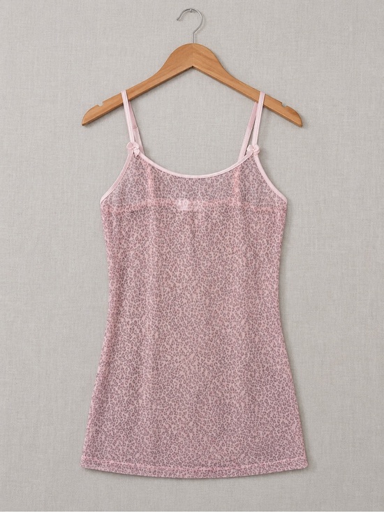 La SENZA Other - Vintage Y2K La SENZA Pink Leopard-Print Sheer Slip Chemise